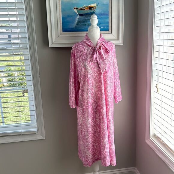 Vintage 80s 90s Anthony Richards Floral Tie Pink Dress - Picture 1 of 8